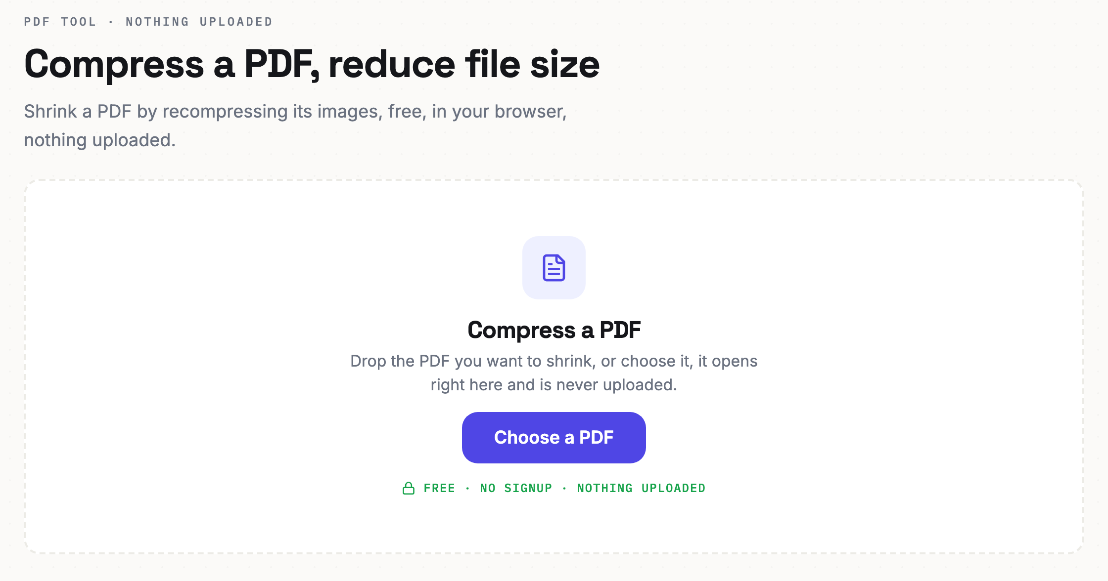 Reamly PDF compression tool screen